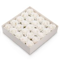 Craft Soap Flower - (5-Layer) Decorative Only Rose - Silk Trimmed - Classic White Sheen