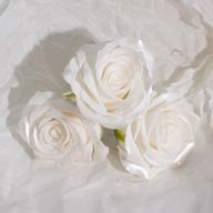 Craft Soap Flower - (5-Layer) Decorative Only Rose - Silk Trimmed - Classic White Sheen
