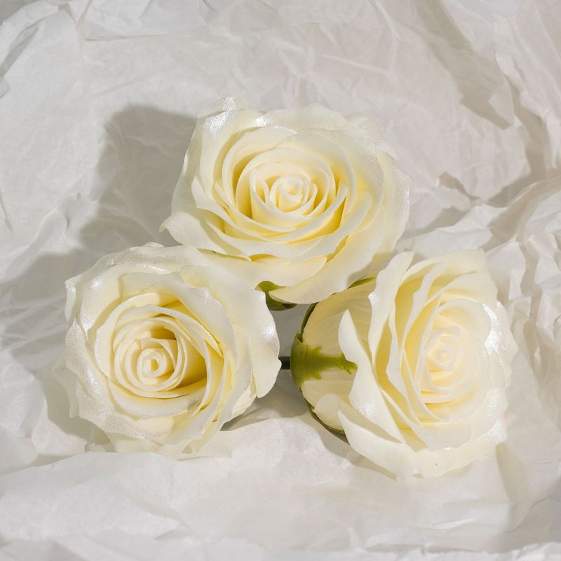Craft Soap Flower - (5-Layer) Decorative Only Rose - Silk Trimmed - Bridal Pearl Bloom