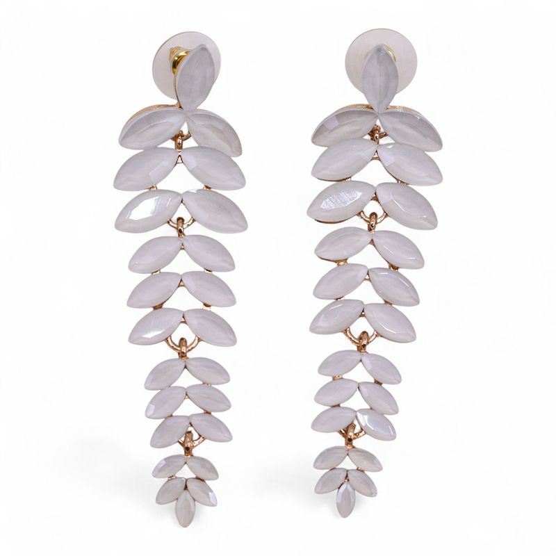 Pearl - Vintage Glass - Long Drop - Earrings