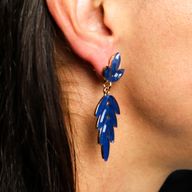 Royal Blue - Vintage Glass - Long Drop - Earrings