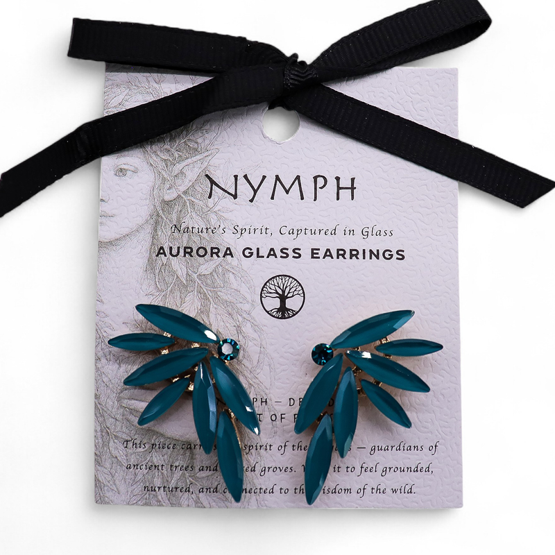 Teal Green - Vintage Glass - Fairies - Earrings