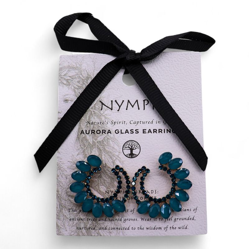 Teal Green - Vintage Glass - Loop - Earrings