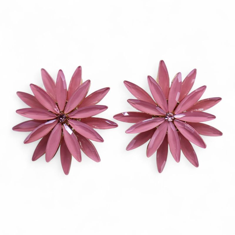Rose Quartz - Vintage Glass - Flowers - Earrings