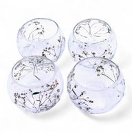 Natural Floral Glass - Bowl Candle Holder - Margarita - (8x10cm)