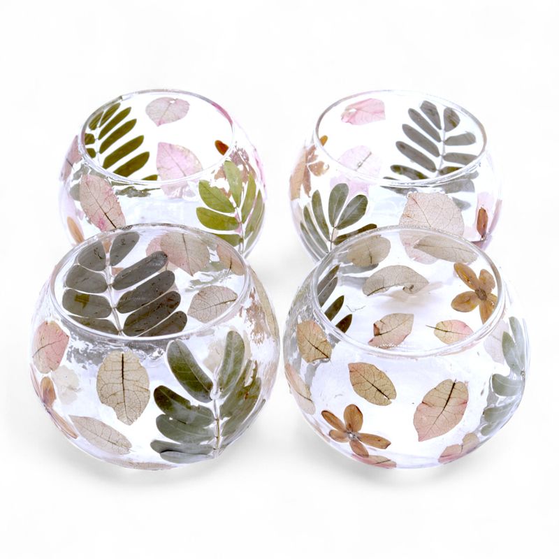 Natural Floral Glass - Bowl Candle Holder - Primavera  - (8x10cm)