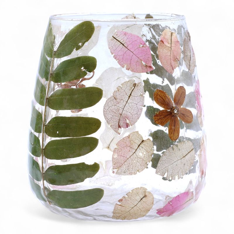 Natural Floral Glass - Vase Candle Holder - Primavera  - (12x11cm)