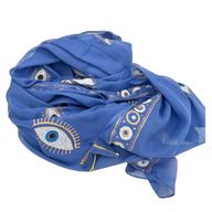 Rich Blue & Gold Evil Eye Handpainted Nomad Sari Pario
