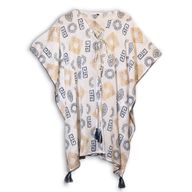 Gold & Blue Greek Motif Handpainted Nomad Sari Kaftan