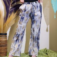 Gold & Blue Greek Motif M/L Handpainted Nomad Sari Pants