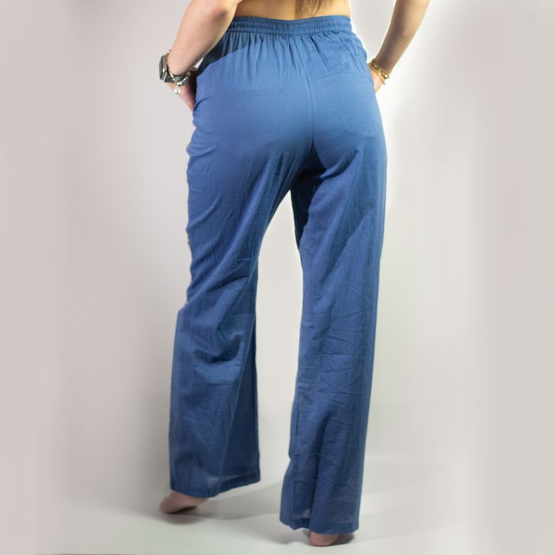 Rich Blue & Gold Evil Eye M/L Handpainted Nomad Sari Pants