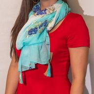 Summer Scarf -  180x50cm - Aqua Fish - Turquoise