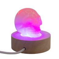 6cm Round Wooden USB LED Stand - Multi Colour