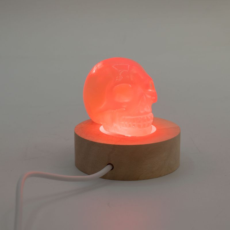 6cm Round Wooden USB LED Stand - Multi Colour