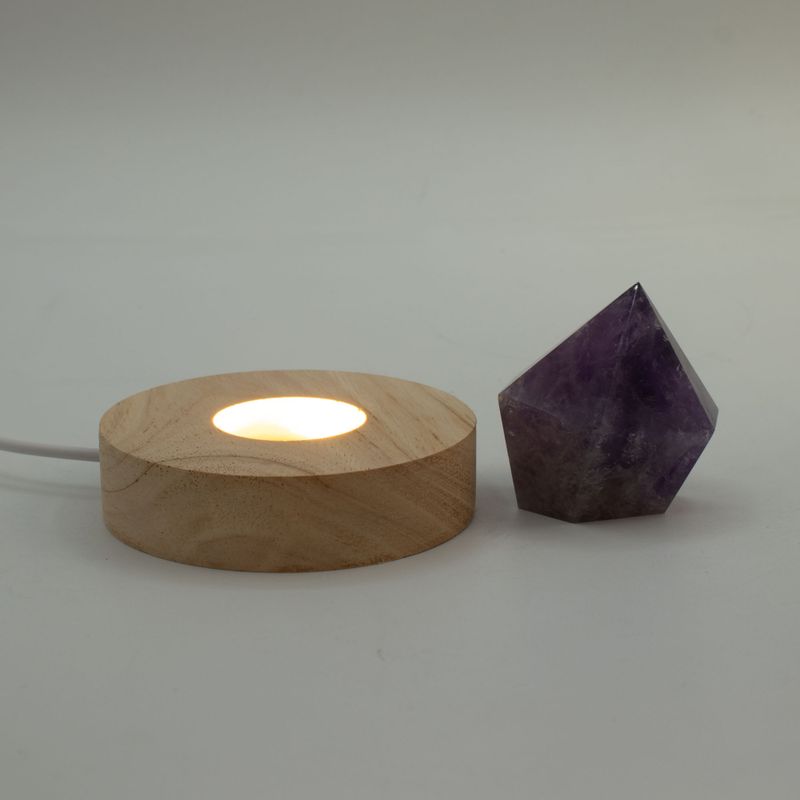 8cm Round Wooden USB LED Stand - Cool/Warm/Daylight