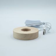 8cm Round Wooden USB LED Stand - Multi Colour