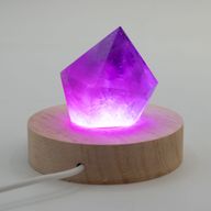 8cm Round Wooden USB LED Stand - Multi Colour