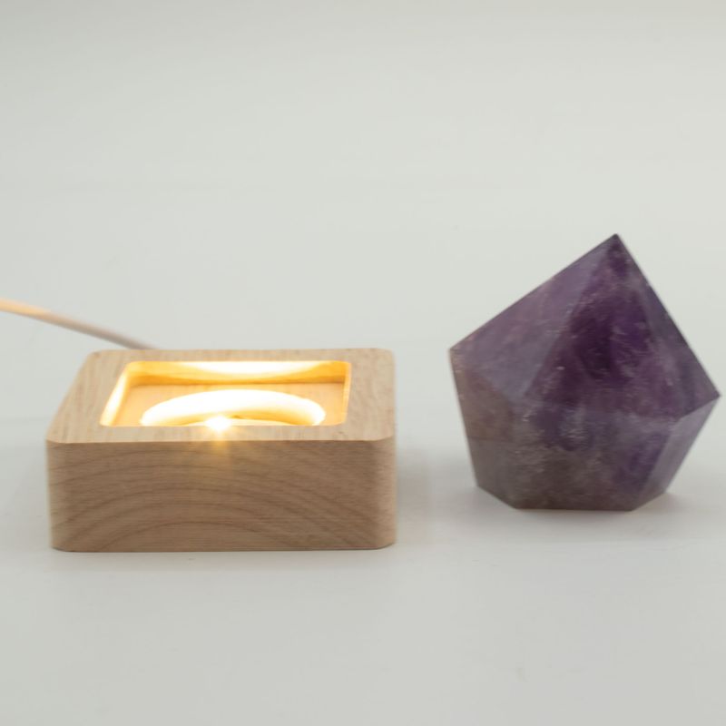 6cm Square Wooden USB LED Stand - Cool/Warm/Daylight