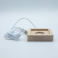 8cm Square Wooden USB LED Stand - Cool/Warm/Daylight