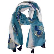 Summer Scarf -  180x50cm - Aqua Fish - Sea Blue