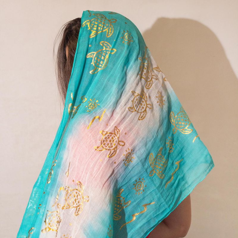 Summer Scarf -  180x50cm - Turtle - Turquoise