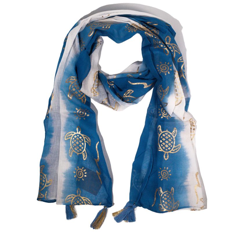 Summer Scarf -  180x50cm - Turtle - Sea Blue