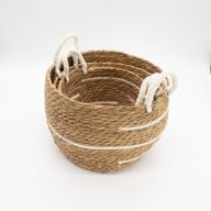 Cotton & Seagrass Large Baskets - Natural Stripes- Set of 3 (32.5cm 29.5cm 24cm)
