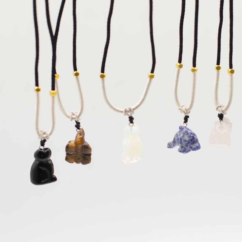 Cord Necklace Gemstone Pendants - Animals Collection (assorted)