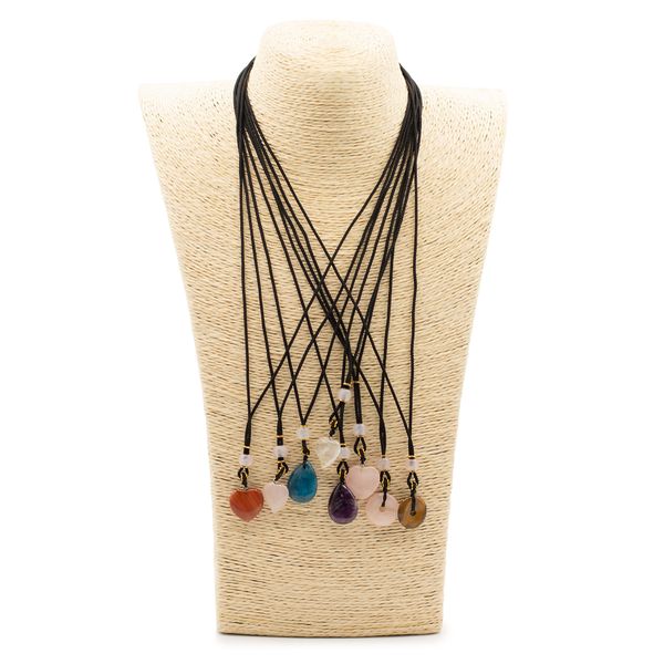Cord Necklace Gemstone Pendants - Hearts Etc Collection (assorted)