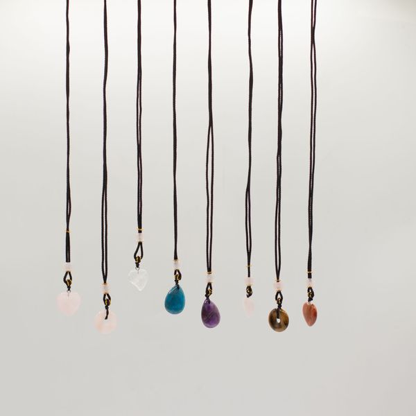 Cord Necklace Gemstone Pendants - Hearts Etc Collection (assorted)