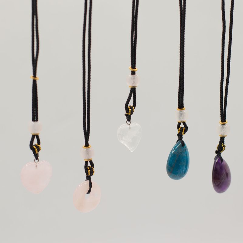 Cord Necklace Gemstone Pendants - Hearts Etc Collection (assorted)