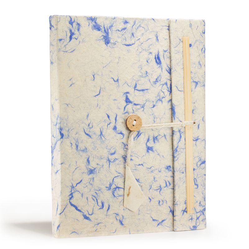 Lrg Lokta Mixed Blue Cotton Notebook (21x15cm) - 45 Pages - Bookmark Included
