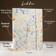 Lrg Lokta Mixed Blue Cotton Notebook (21x15cm) - 45 Pages - Bookmark Included