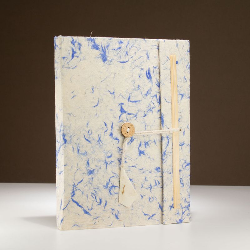 Lrg Lokta Mixed Blue Cotton Notebook (21x15cm) - 45 Pages - Bookmark Included