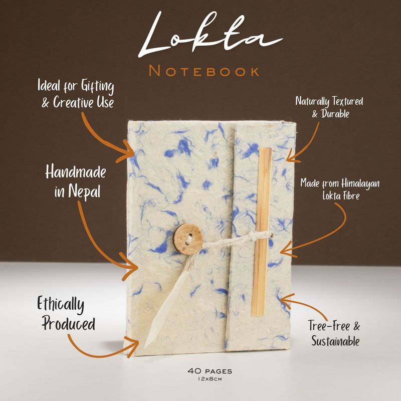 Mini Lokta Mixed Blue Cotton Notebook (12x8cm) 40 Pages