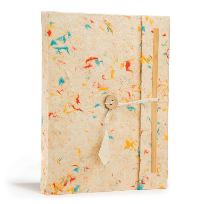 Lrg Lokta Mixed Colour Cotton Notebook (21x15cm) - 45 Pages - Bookmark Included