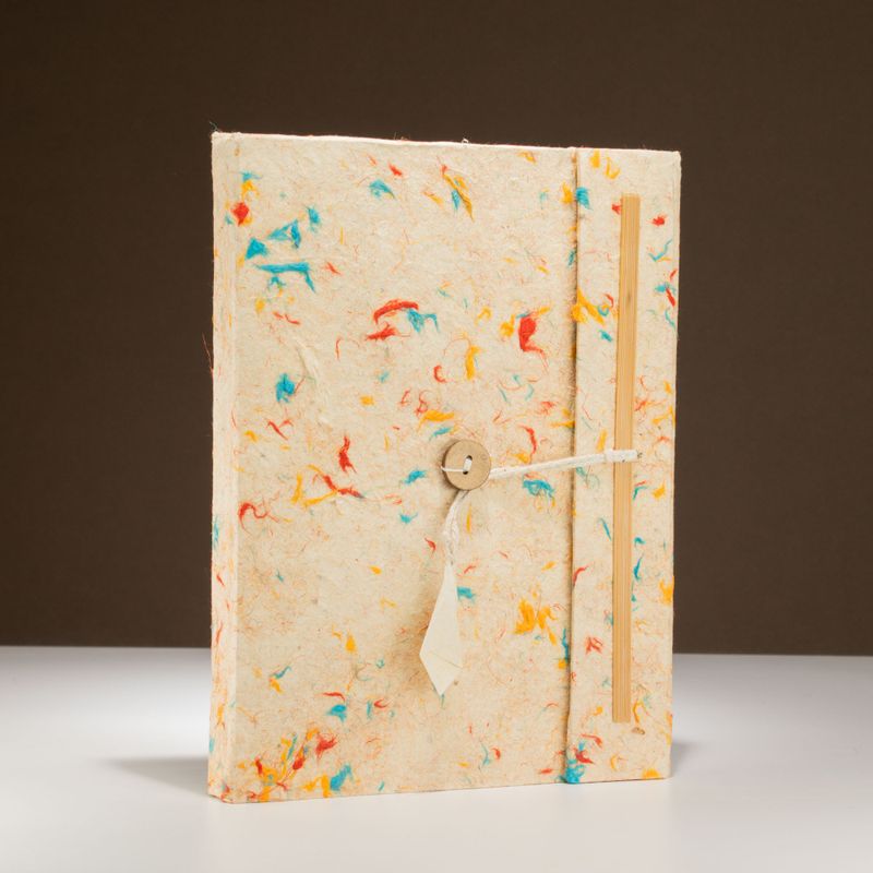 Lrg Lokta Mixed Colour Cotton Notebook (21x15cm) - 45 Pages - Bookmark Included