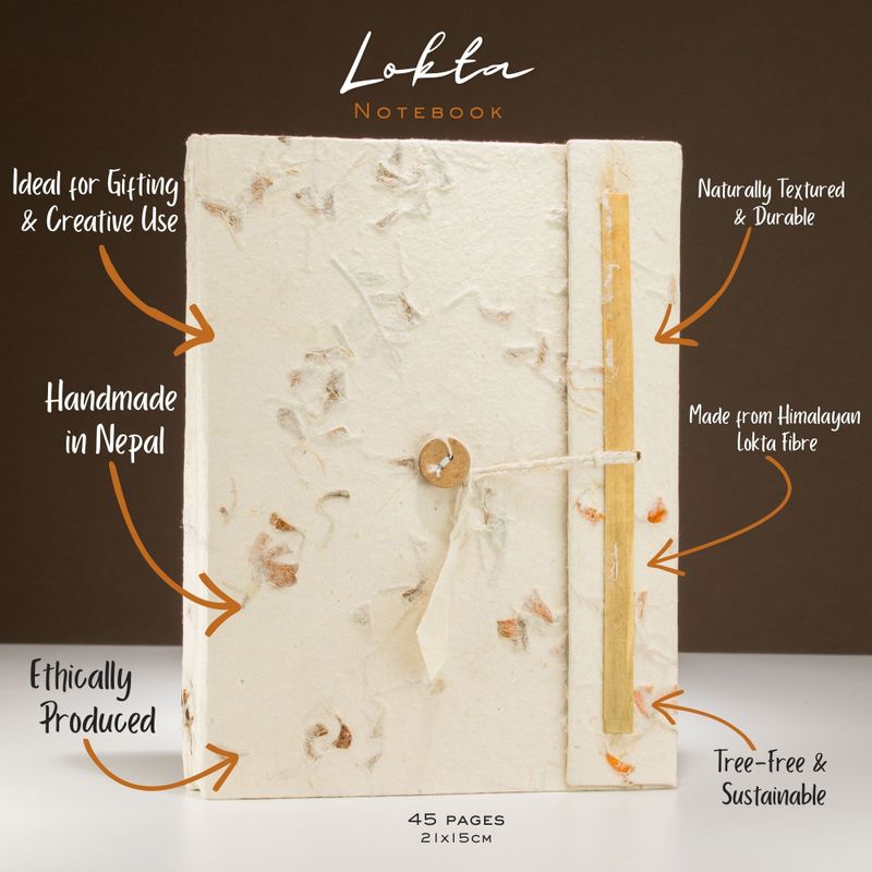 Lrg Lokta Mixed Flowers Notebook (21x15cm) - 45 Pages - Bookmark Included