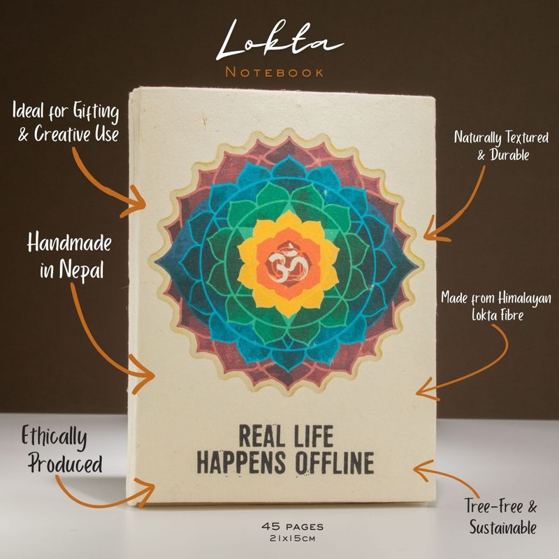 Lrg Lokta Inspiration Notebook (21x15cm) - 45 Pages - Real Life -Bookmark Included
