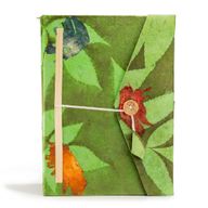 Lrg Lokta Bold Floral - Notebook (21x15cm) - 45 leafs - inc bookmark - Moss Green