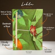 Lrg Lokta Bold Floral - Notebook (21x15cm) - 45 leafs - inc bookmark - Moss Green