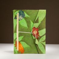 Lrg Lokta Bold Floral - Notebook (21x15cm) - 45 leafs - inc bookmark - Moss Green