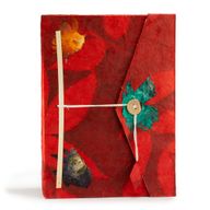 Lrg Lokta Bold Floral - Notebook (21x15cm) - 45 leafs - inc bookmark - Ruby