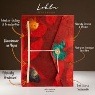 Lrg Lokta Bold Floral - Notebook (21x15cm) - 45 leafs - inc bookmark - Ruby