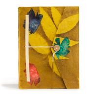 Lrg Lokta Bold Floral - Notebook (21x15cm) - 45 leafs - inc bookmark - Mustard Brown