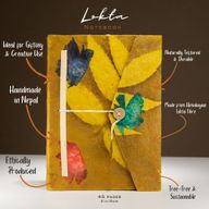 Lrg Lokta Bold Floral - Notebook (21x15cm) - 45 leafs - inc bookmark - Mustard Brown