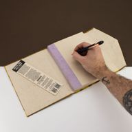 Lrg Lokta Bold Floral - Notebook (21x15cm) - 45 leafs - inc bookmark - Mustard Brown