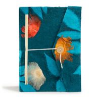 Lrg Lokta Bold Floral -  Notebook (21x15cm) - 45 leafs - inc bookmark - Midnight Blue