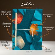Lrg Lokta Bold Floral -  Notebook (21x15cm) - 45 leafs - inc bookmark - Midnight Blue