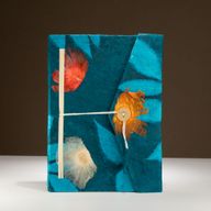 Lrg Lokta Bold Floral -  Notebook (21x15cm) - 45 leafs - inc bookmark - Midnight Blue